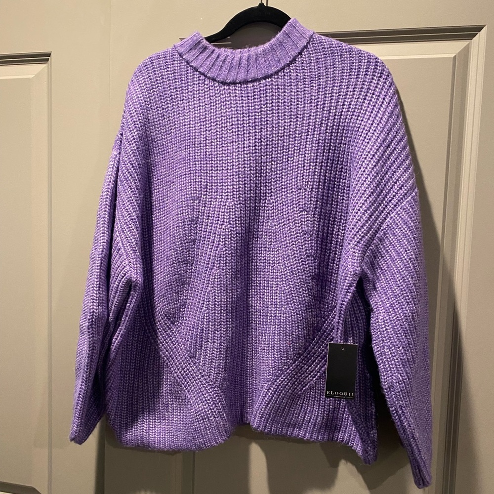 Eloquii Lavender Knit Crew Neck Sweater